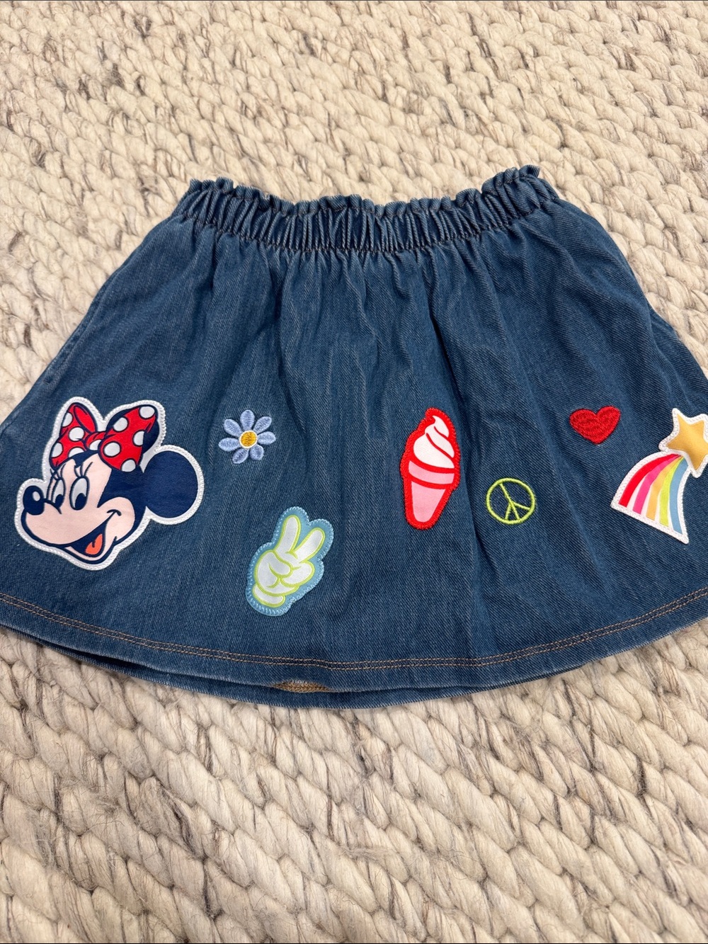 Disney Denim Skirt with Minnie & Colorful Patches - Blue